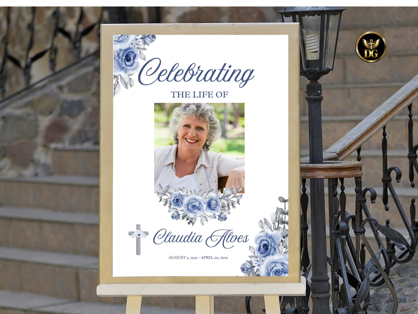 Floral Funeral Welcome Sign: Celebration of Life Memorial Poster (Editable Template)
