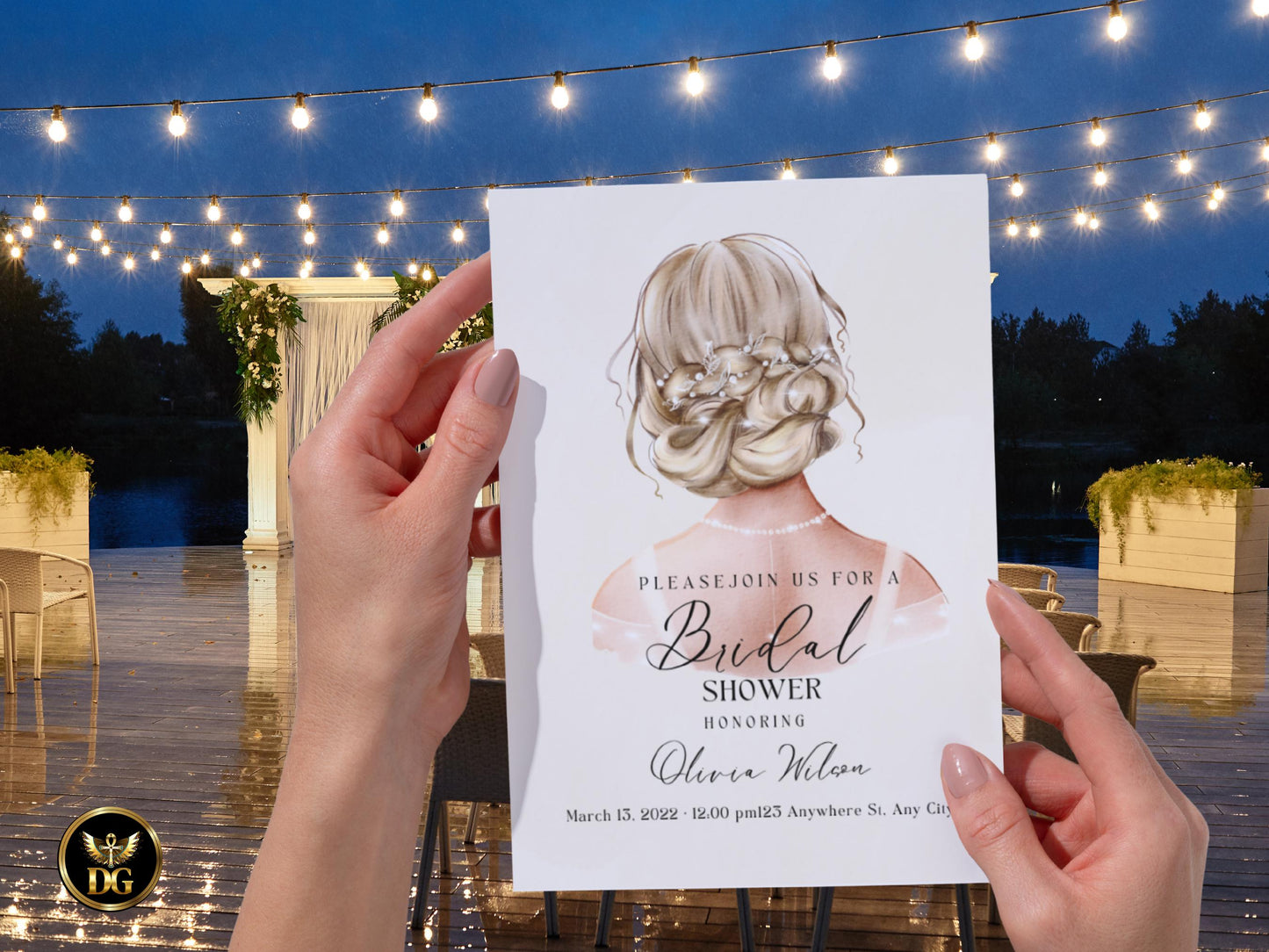 Elegant Bridal Shower Invitation Suite: Bride Illustration (Digital Download) Printable Invitation Template Editable Canva Instant Download