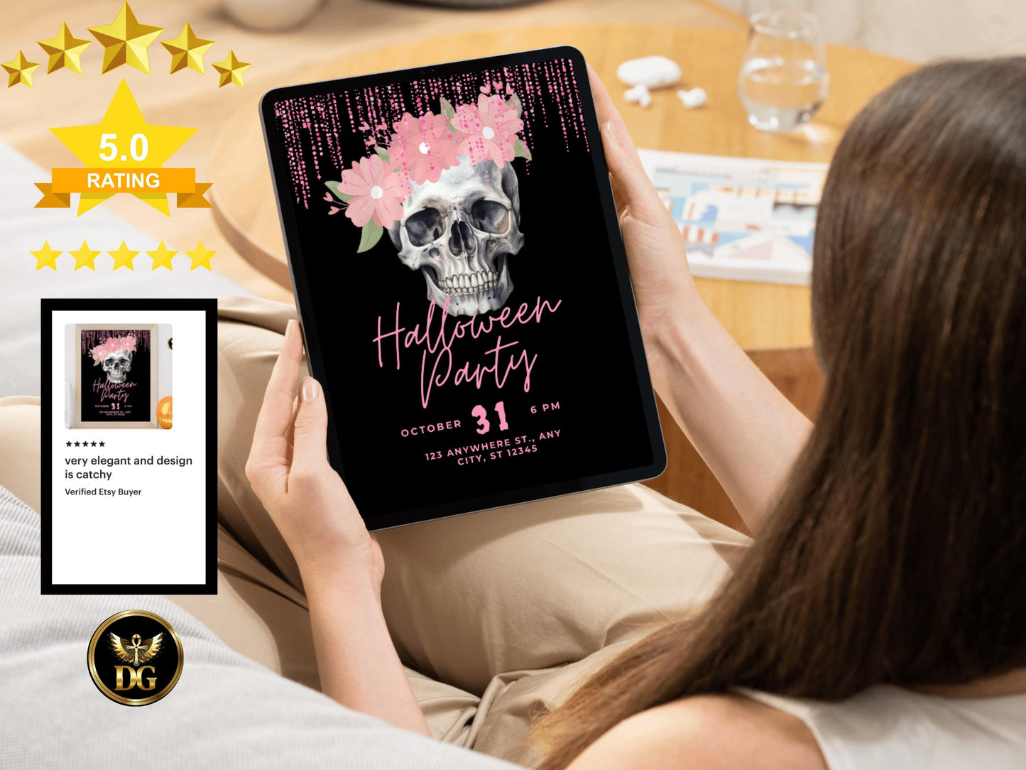 FloralSkull Halloween Party Invitation Editable Canva Template Digital Download Printable Invitation Template Editable Canva InstantDownload