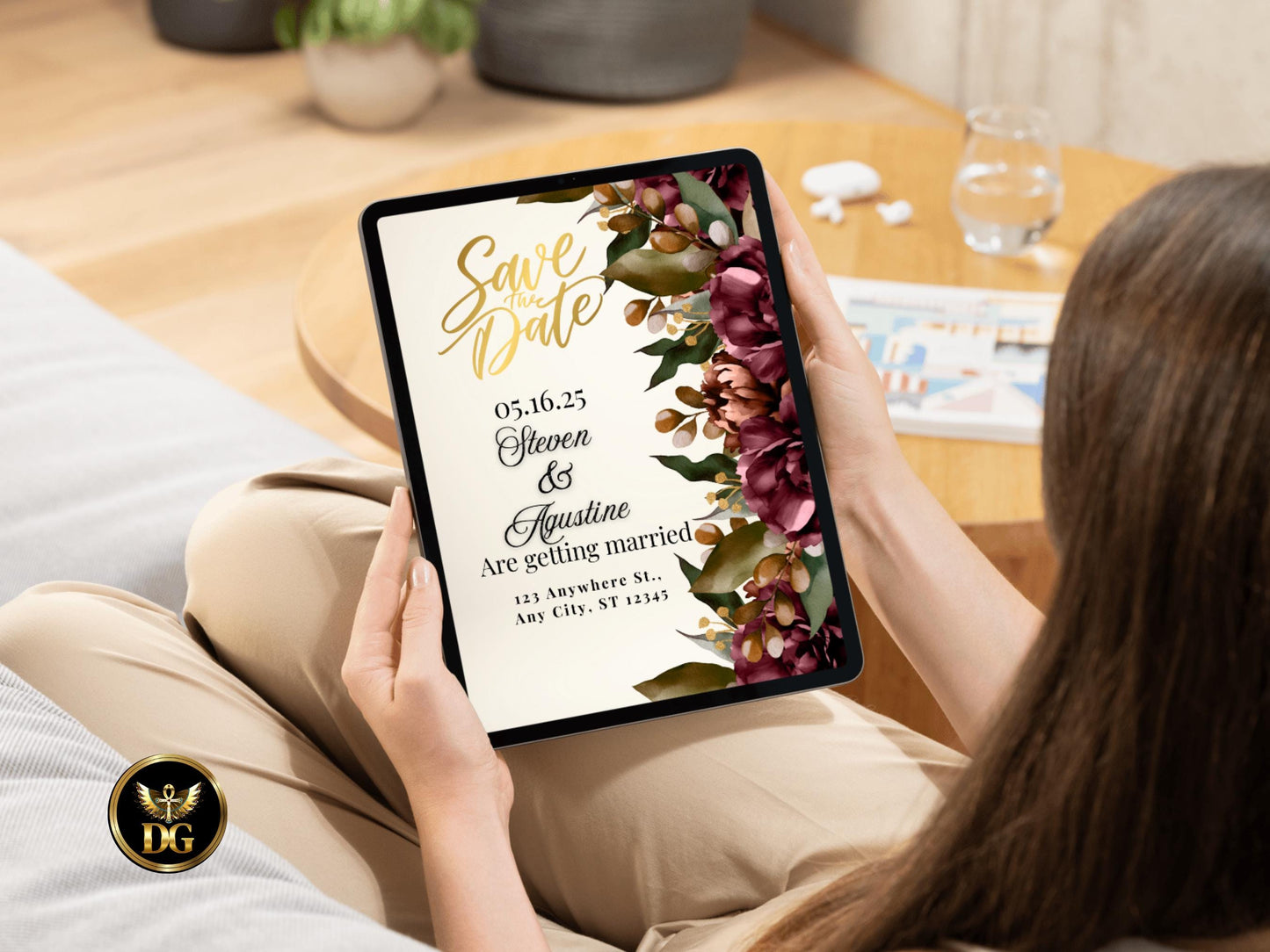Burgundy Floral Wedding Invitation Suite: Editable Template (Digital Download) Printable Invitation Template Editable Canva Instant Download