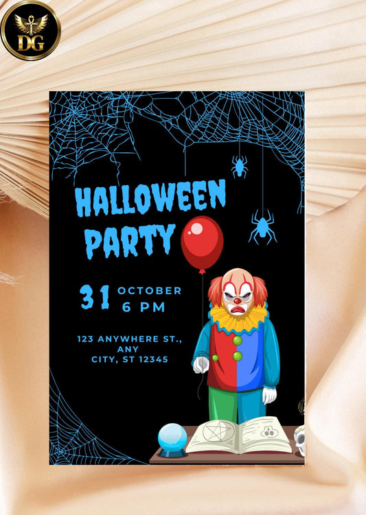 Scary Clown Halloween Party Invitation: Spooky Horror Theme (Digital) Printable Invitation Template Editable Canva Instant Download