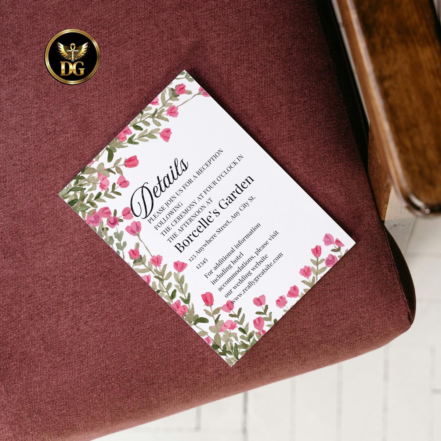 Red Floral Bridal Shower Invitation Suite, Editable Canva Template, Watercolor Greenery Design, Printable Invite with Details & RSVP Cards
