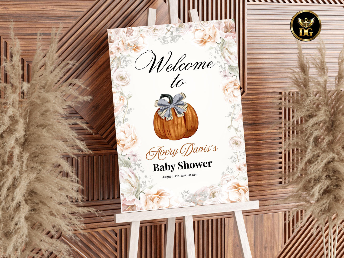 Pumpkin Baby Shower Welcome Sign | A Little Pumpkin is on the Way | Matching Baby Shower Set | Editable Fall Sign | 3 Sizes