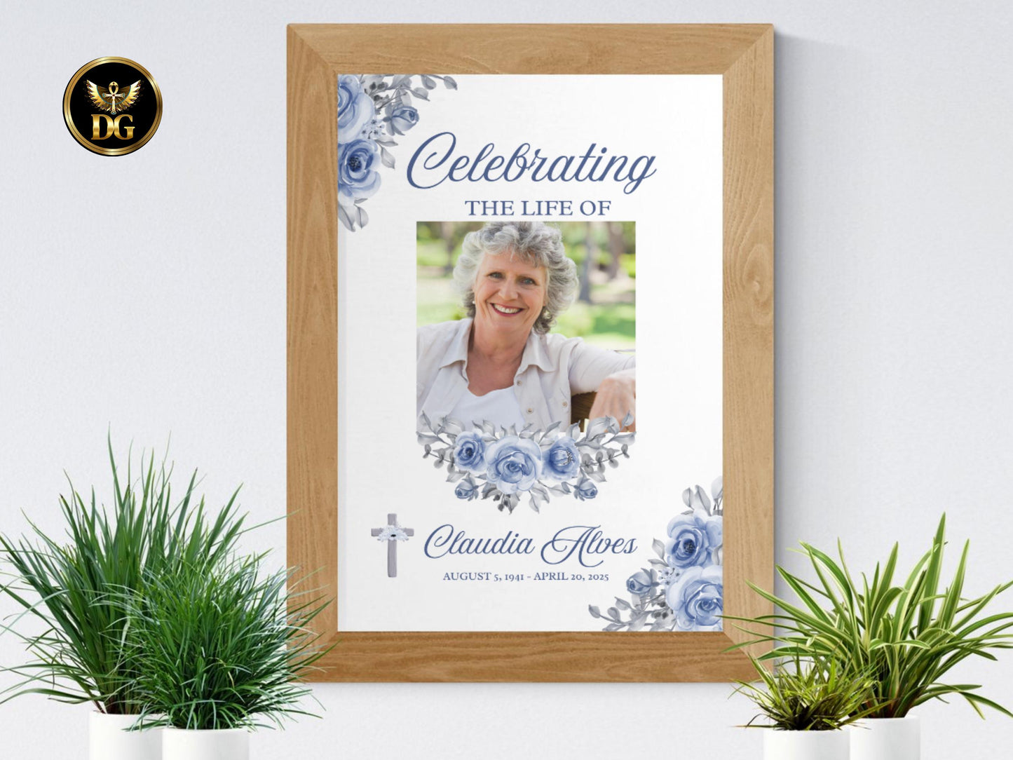 Floral Funeral Welcome Sign: Celebration of Life Memorial Poster (Editable Template)