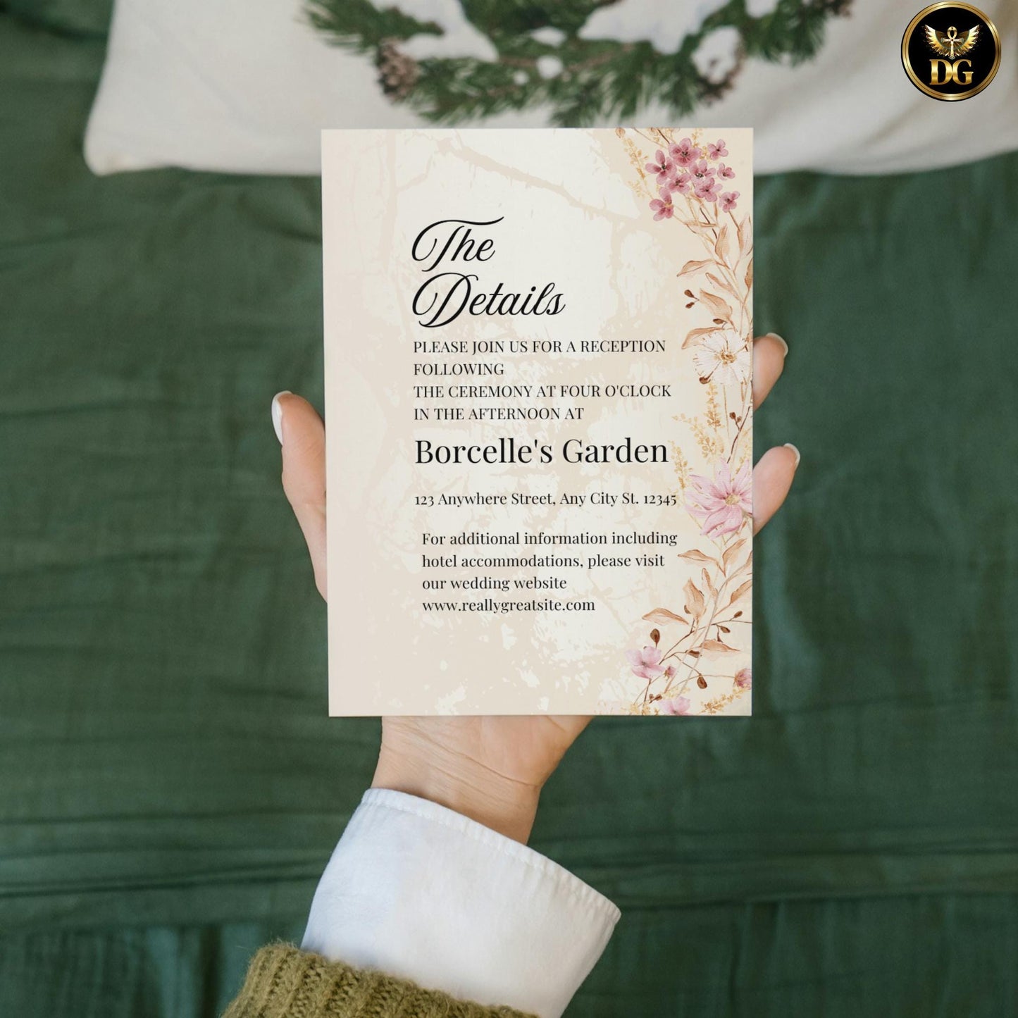 Elegant Pastel Pink, Gold Boho Wedding Invite Bundle Printable Digital Template Save the Date Details, Menu RSVP Thank you, Instant Download