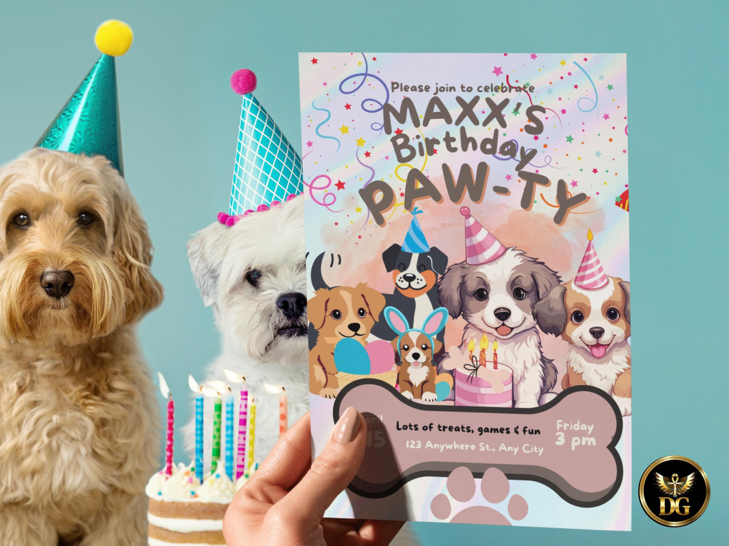 Editable Dog Birthday Invitation | Puppy Pawty Invite | Pet Birthday Party Digital Template