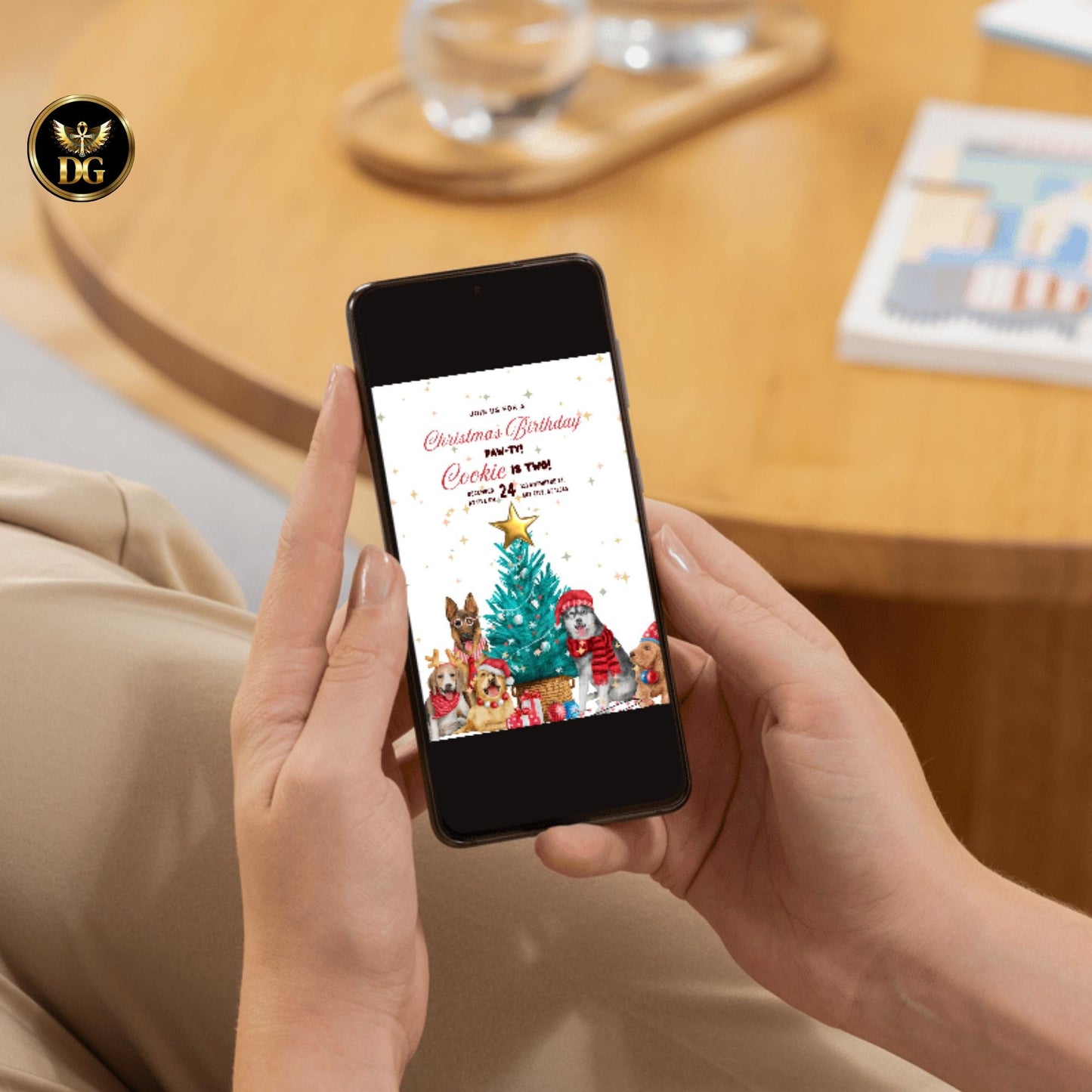 Christmas Dog Birthday Invitation | Pet Birthday Party Template | Editable Puppy Invite | Holiday Dog Party Card Printable