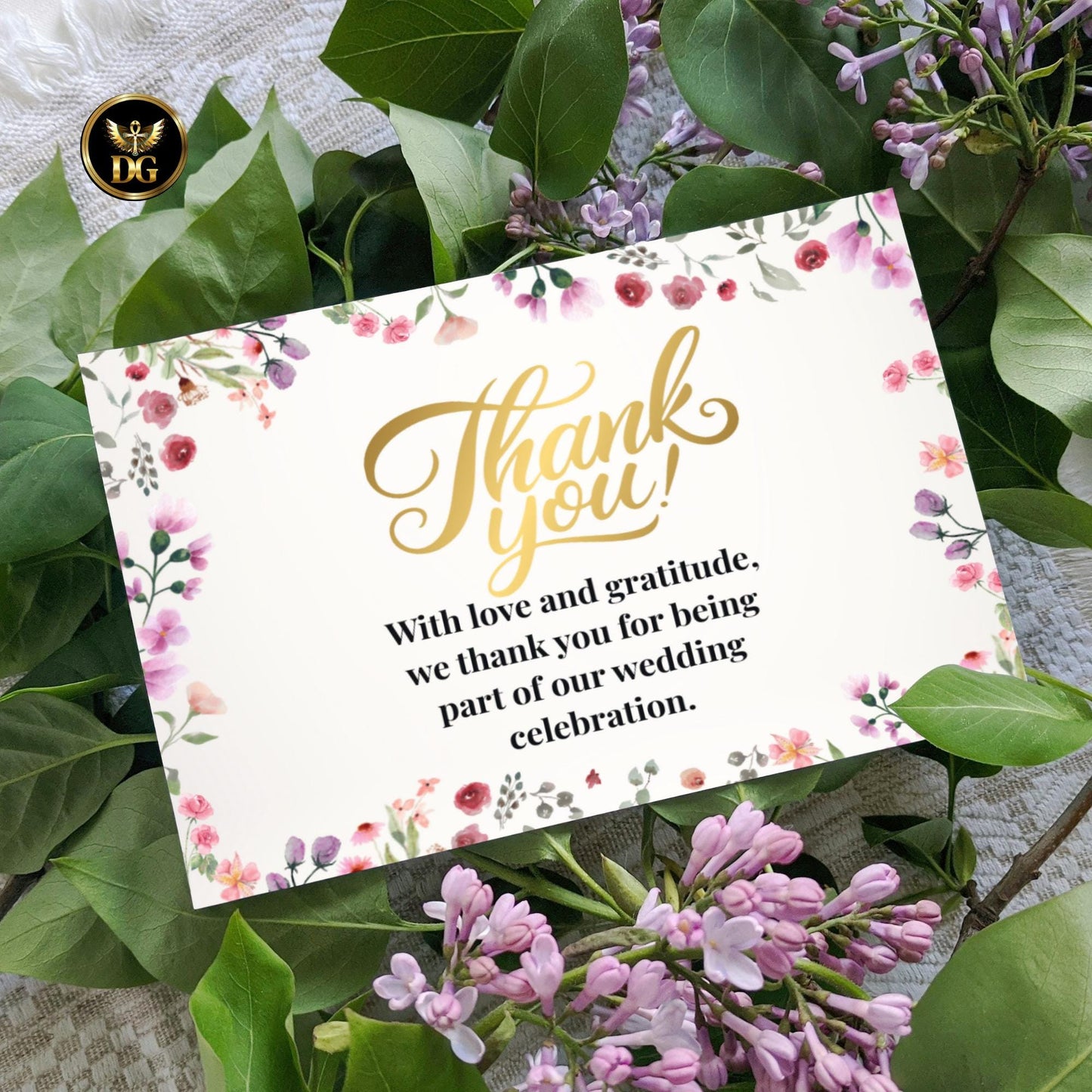 Watercolor Floral Wedding Invitation Set, 6 Card Bundle with Soft Gold Background | Elegant Printable Wedding Suite, RSVP, Menu, Details