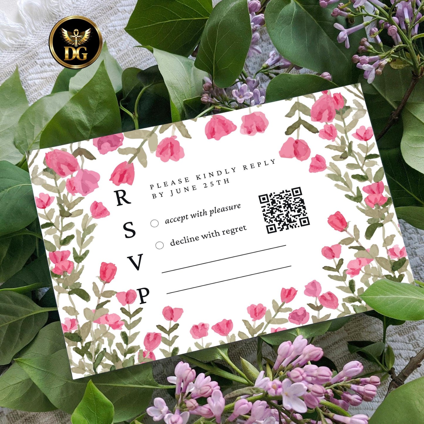 Red Floral Bridal Shower Invitation Suite, Editable Canva Template, Watercolor Greenery Design, Printable Invite with Details & RSVP Cards