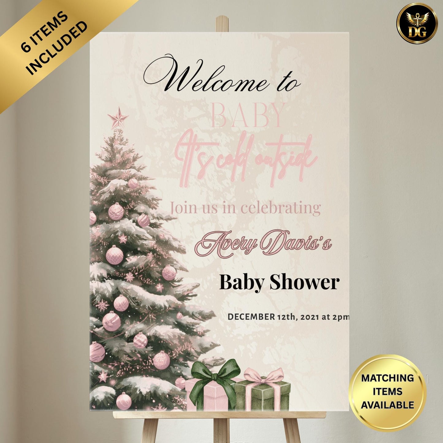 Baby It’s Cold Outside Christmas Baby Shower Signs Bundle | 6 Editable Canva Templates | Welcome & Table Signs | Matching Items Available