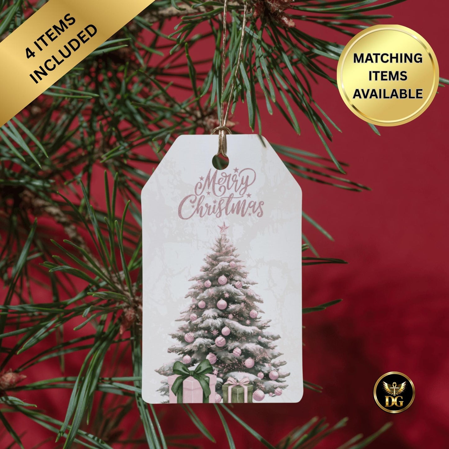 Baby Shower Christmas Bundle – “Baby It’s Cold Outside” Pink Gold – Matching Tags, Cupcake Toppers, Bottle Labels, Table Signs