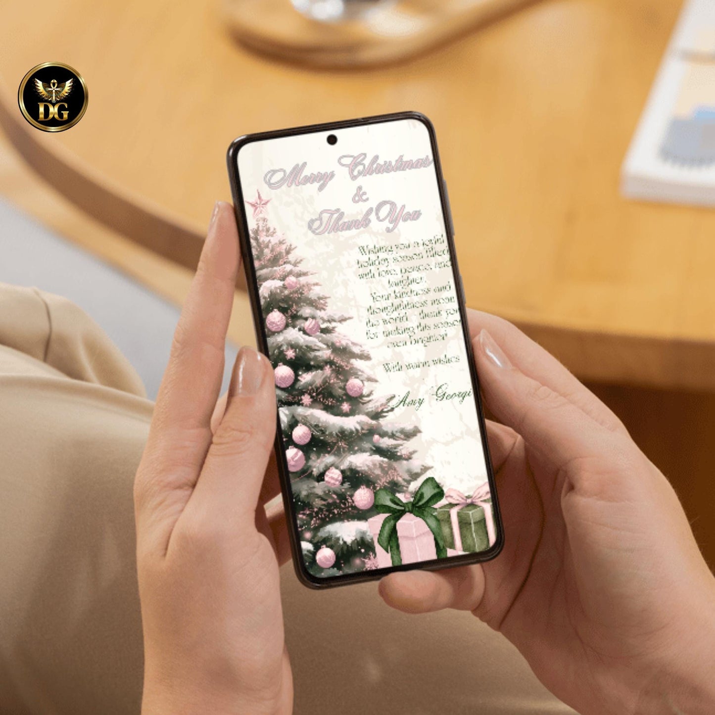 Merry Christmas Thank You Card Template  Elegant Boho Holiday Card | Printable & Digital Xmas Card | Winter Wedding Baby, BRIDAL Shower Note