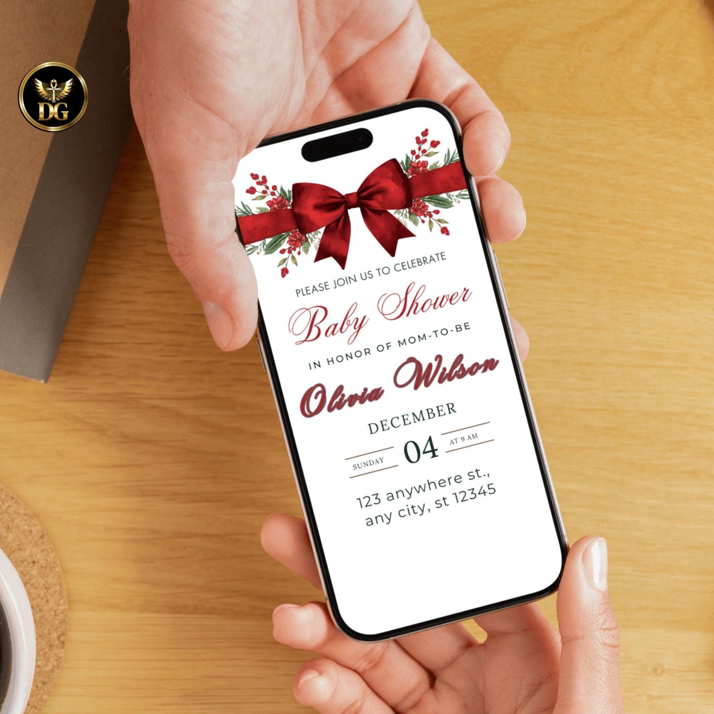 Elegant White Baby Shower Invitation Bundle, 8 Editable Templates with Red Bow Neutral Printable Set Invitation Details RSVP Menu ThankYou