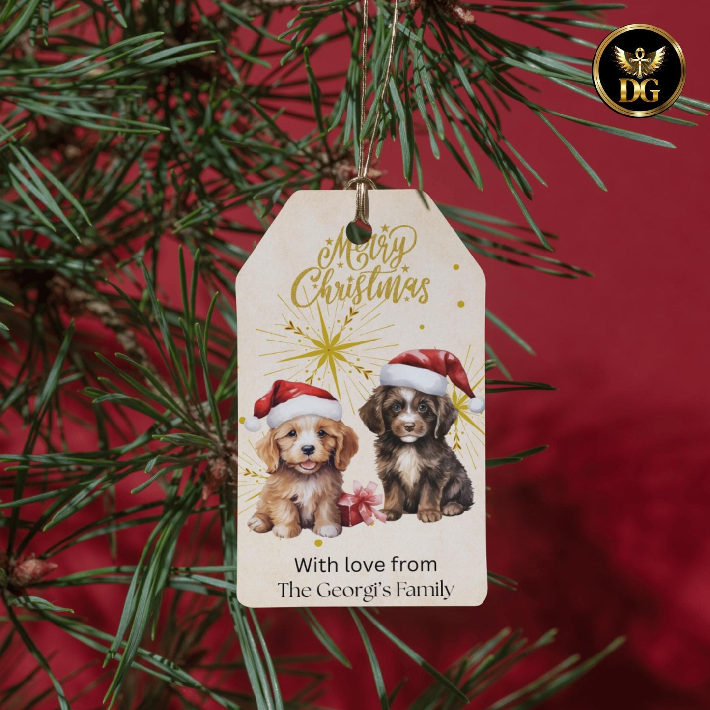 Christmas Dog Gift Tags Printable | Cute Puppy Holiday Tags | Merry Christmas Label Template | Editable Canva Pet Xmas Gift Tag Sheet