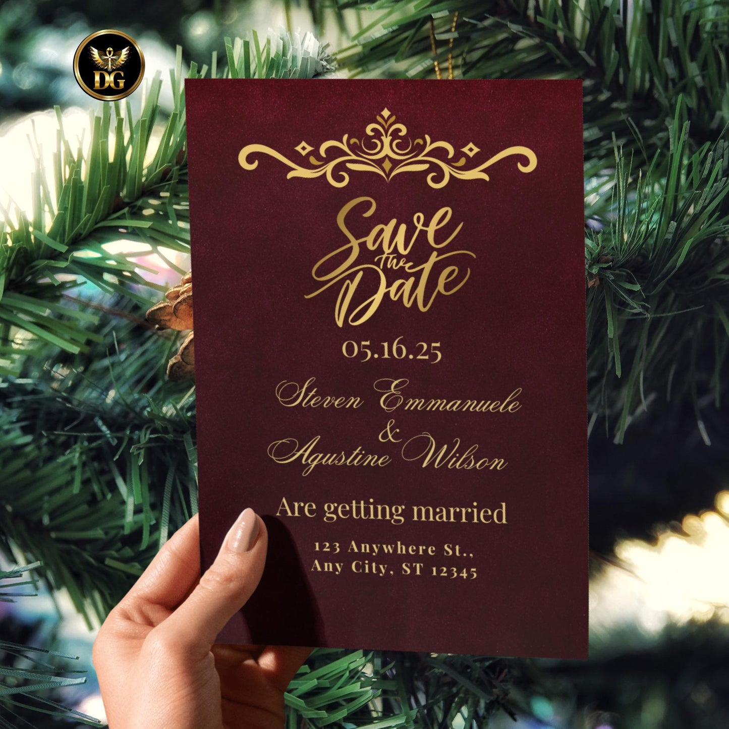 Editable Burgundy and Gold Wedding Invitation Suite, Luxury Wedding Template Bundle with Matching Welcome Sign, Printable Wedding Set