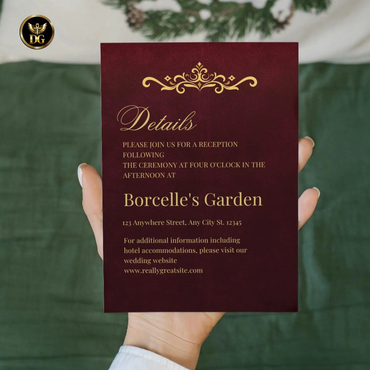 Editable Burgundy and Gold Wedding Invitation Suite, Luxury Wedding Template Bundle with Matching Welcome Sign, Printable Wedding Set