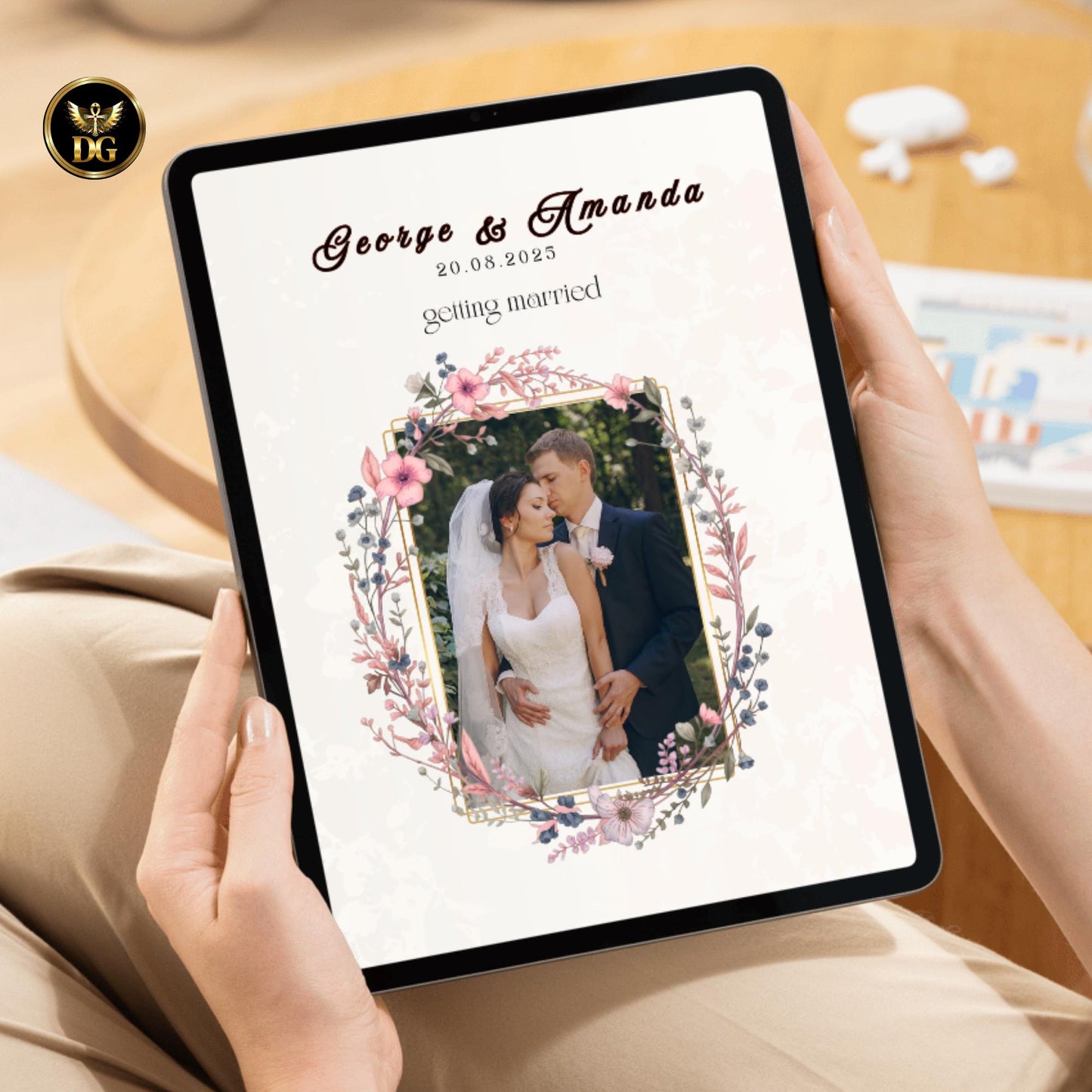 Elegant Blush Gold Wedding Invitation Bundle – Cream Gold Floral Canva Template, 7 Cards Suite, Editable Modern Wedding Set