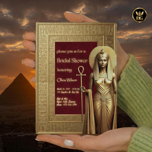 Golden Isis Bridal Shower Invitation - Egyptian Goddess Digital Template