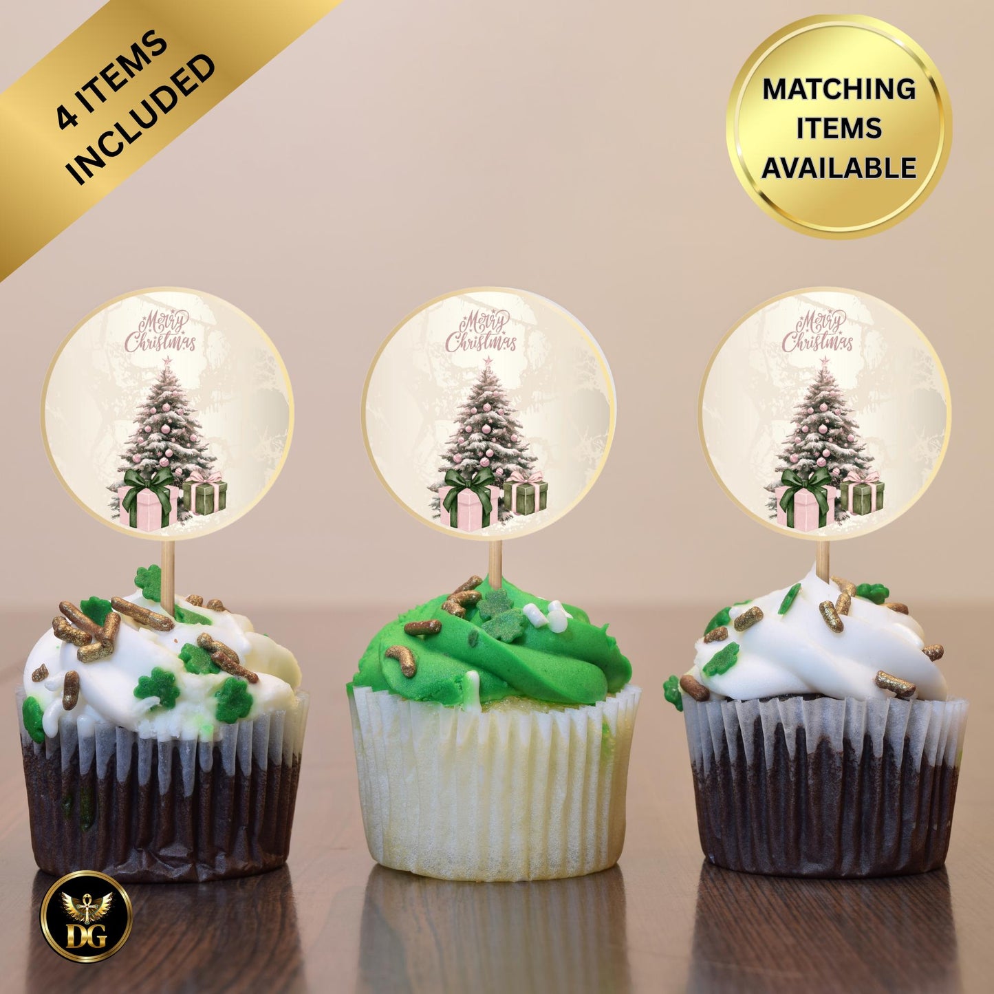 Baby Shower Christmas Bundle – “Baby It’s Cold Outside” Pink Gold – Matching Tags, Cupcake Toppers, Bottle Labels, Table Signs