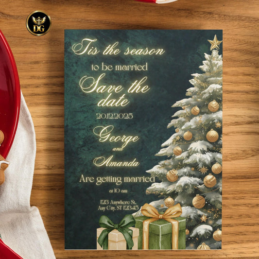 Emerald Green Velvet Christmas Wedding Bundle, Gold, Printable & Digital