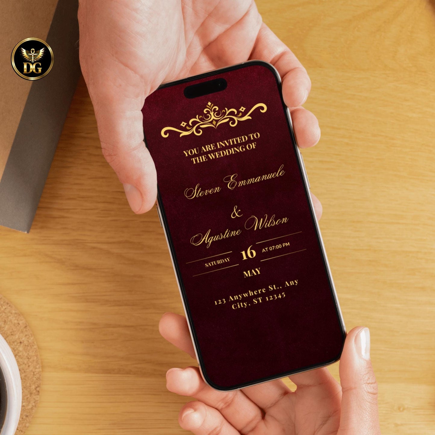 Editable Burgundy Maroon Gold Wedding Invitation , Luxury Wedding Template Bundle with Matching Full bundle, Welcome Sign, Printable Wedding