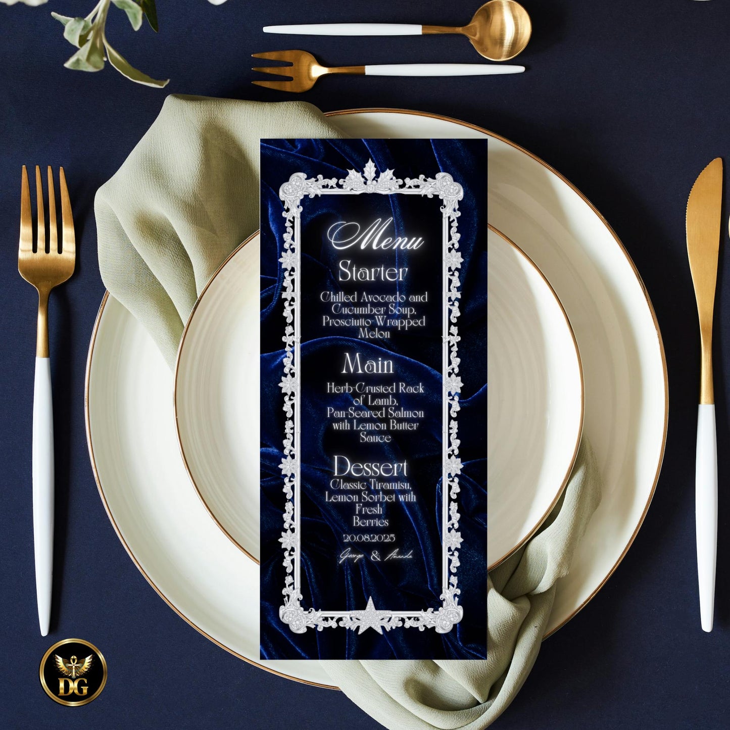 Navy Velvet Christmas wedding Invitation Bundle Canva 8 Cards
