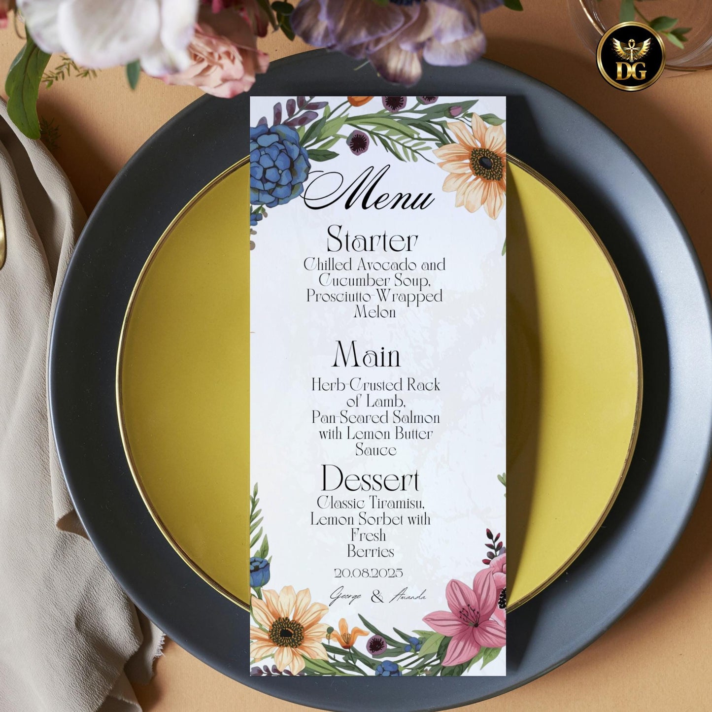 Floral Wreath Wedding Invitation Bundle | Elegant Botanical Canva Templates