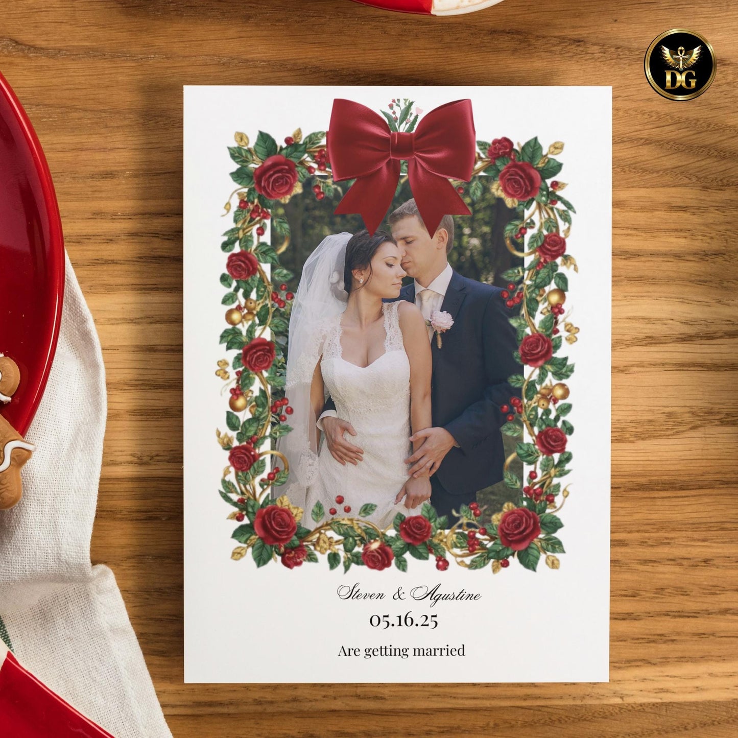 Burgundy Velvet & Berry Christmas Wedding Invites, Luxury 8-Piece Canva Template, Editable Holiday Marriage Invitation Suite with Tassel