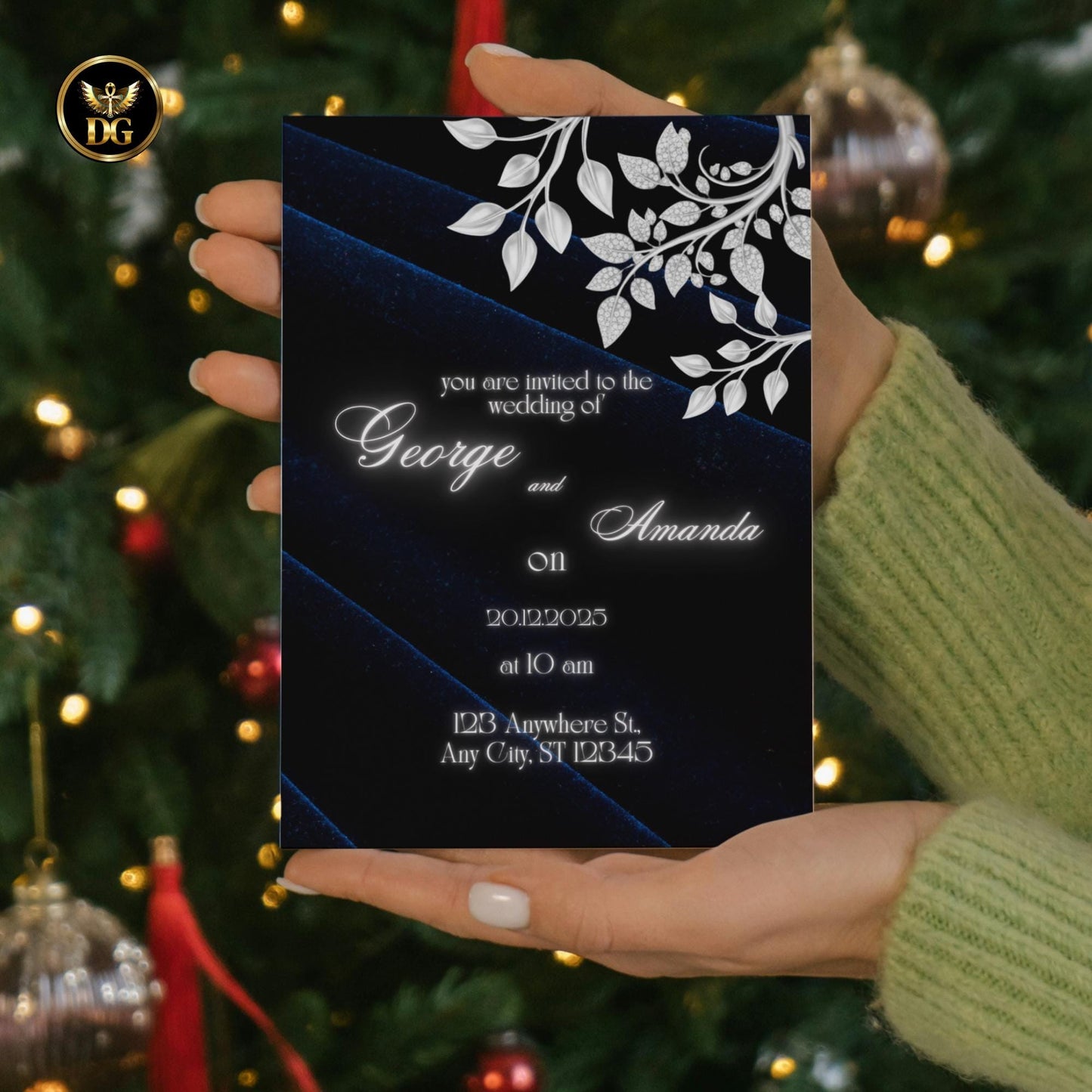 Navy Royal Velvet & White-Gold Diamond Wedding Suite | Luxury Canva Templates for Elegant Royal-Themed Weddings Premium Invitations