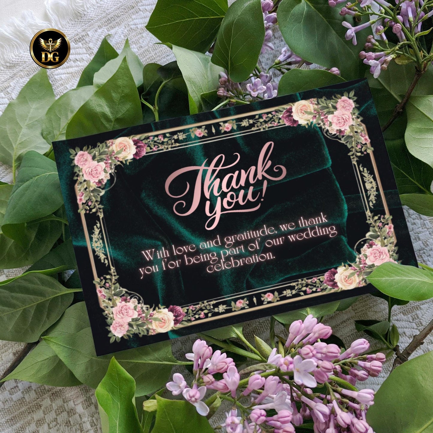 Emerald Velvet Wedding Invitation Suite | Luxury Floral Frame Canva Template | Elegant Green Velvet Wedding Set