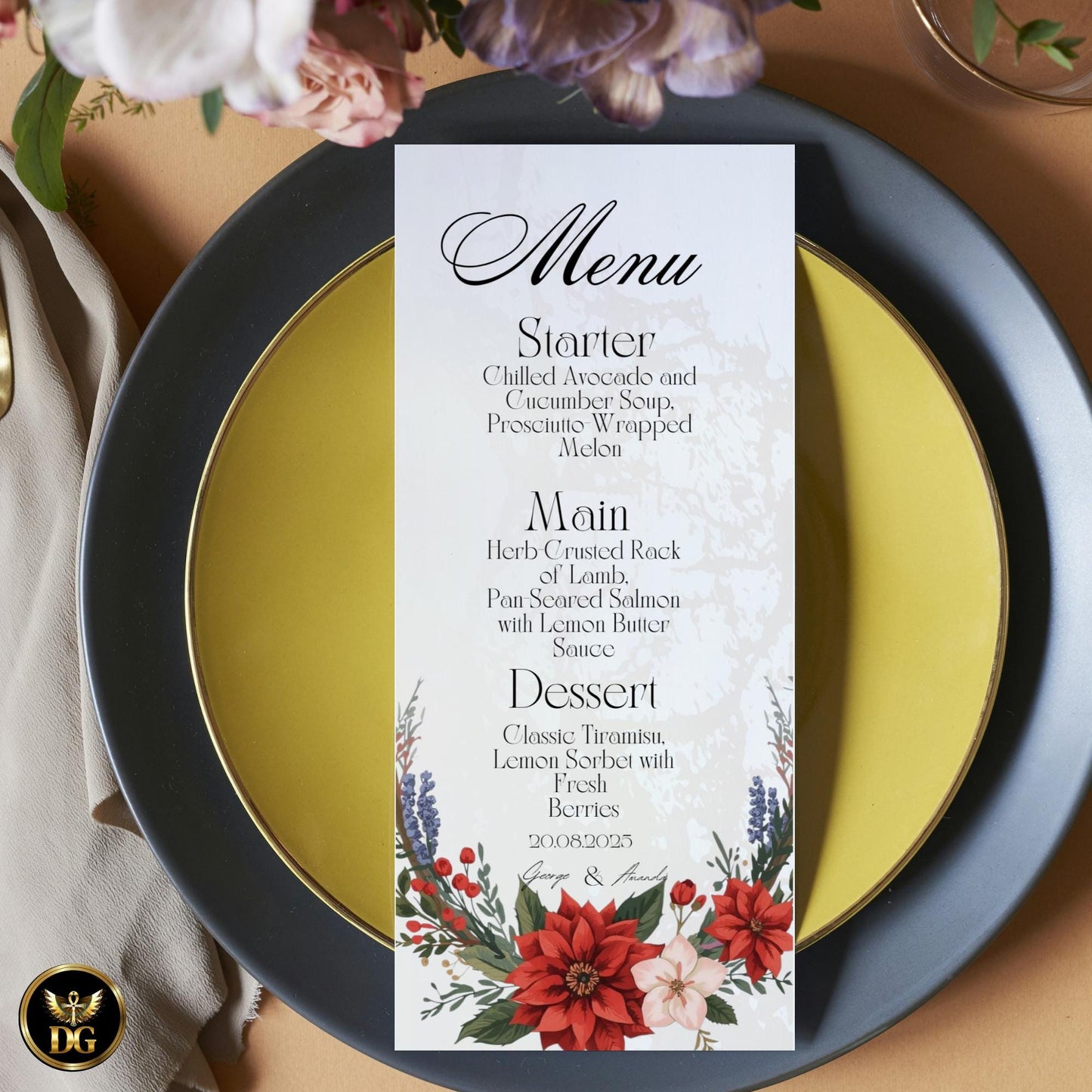 Ivory, Gold Christmas Wedding Bundle – 25 Editable Invitations, Menus, Signs & Stationery Templates