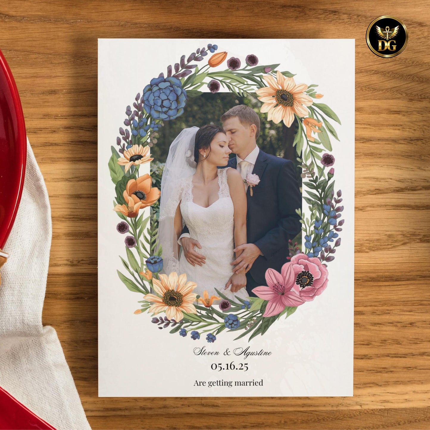 Floral Wreath Wedding Invitation Bundle | Elegant Botanical Canva Templates