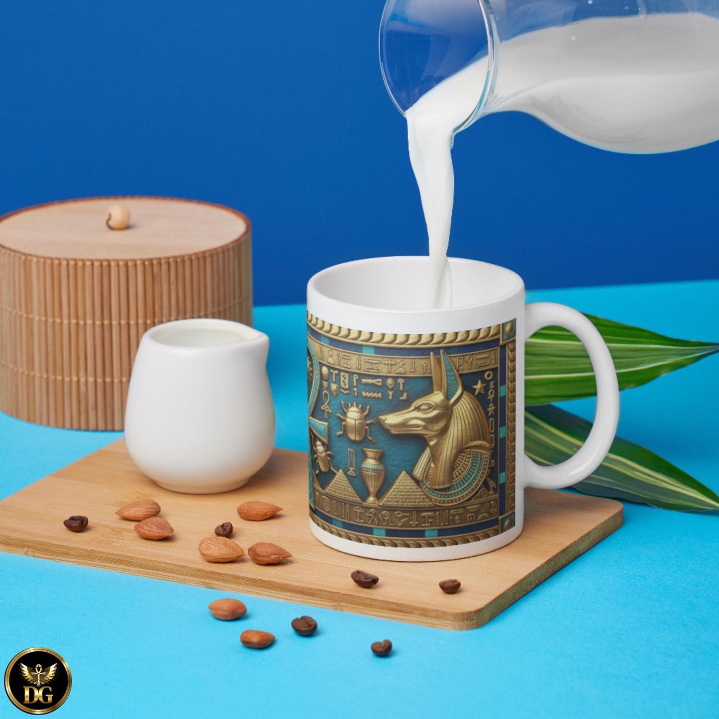 Egyptian Ankh and Eye Mug | Ancient Egyptian Hieroglyphics, Scarab and Pyramid Design