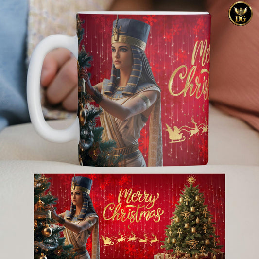 Egyptian Pharaoh Christmas Mug Unique Egyptian Christmas Coffee Cup Merry Christmas GiftMerry Christmas Tree Mug Accent Coffee Mug (11/15oz)