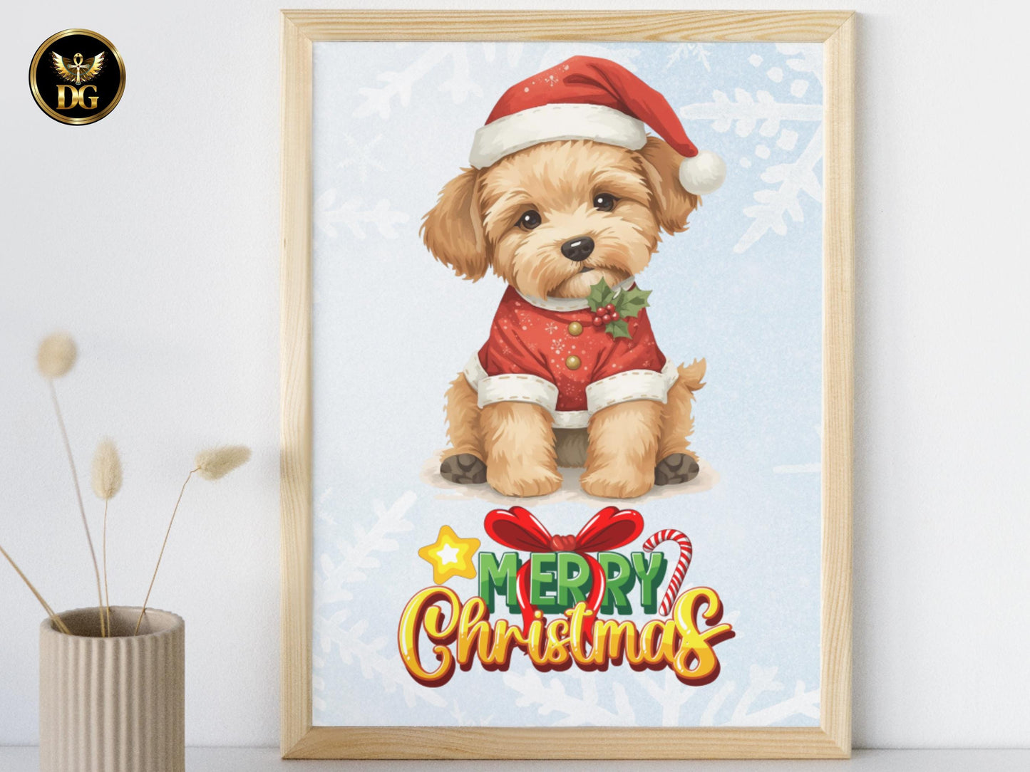 Bundle of 8 Adorable Christmas Dog Greeting Cards – Editable Canva Templates – Instant Digital Download