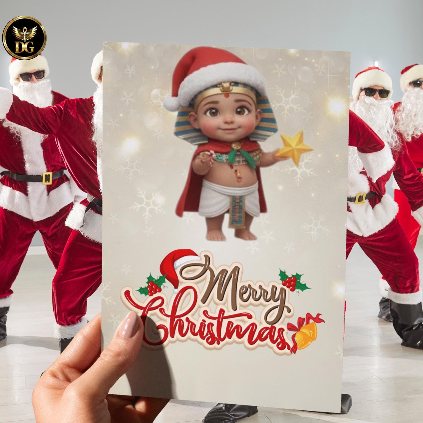 Bundle of 8 Cute Pharaoh Baby Christmas Cards – Boy & Girl Edition – Editable Canva Templates – Instant Download