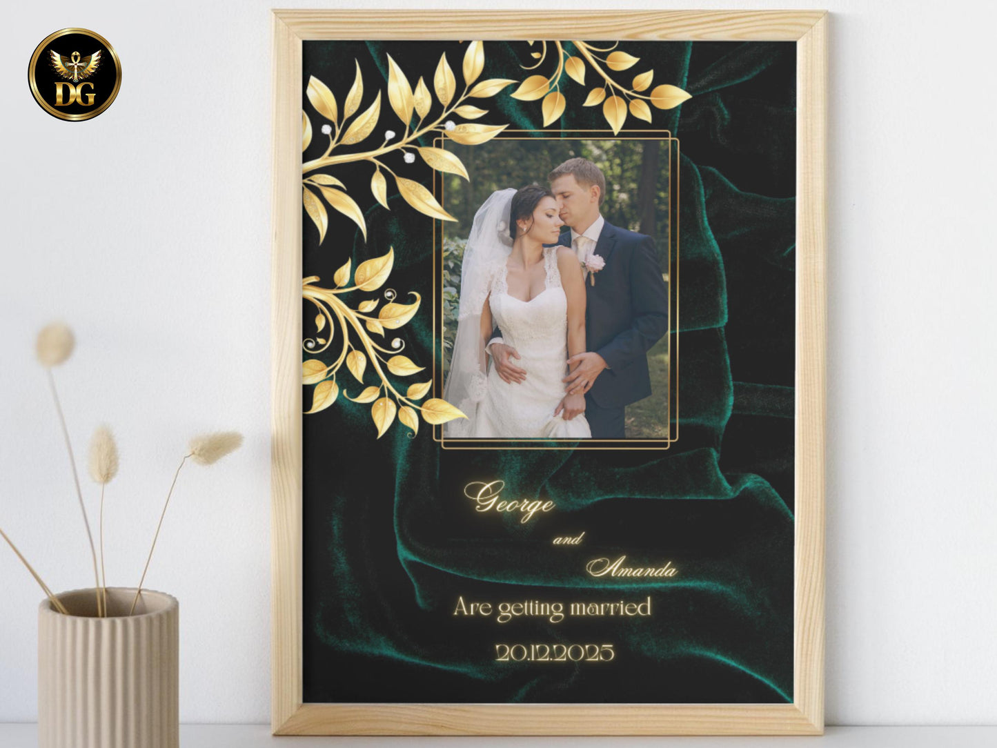 Emerald Velvet Gold Diamond Wedding Invitation Suite | Luxury Royal Bandal-Inspired Canva Templates for Elegant, Timeless & Opulent Weddings