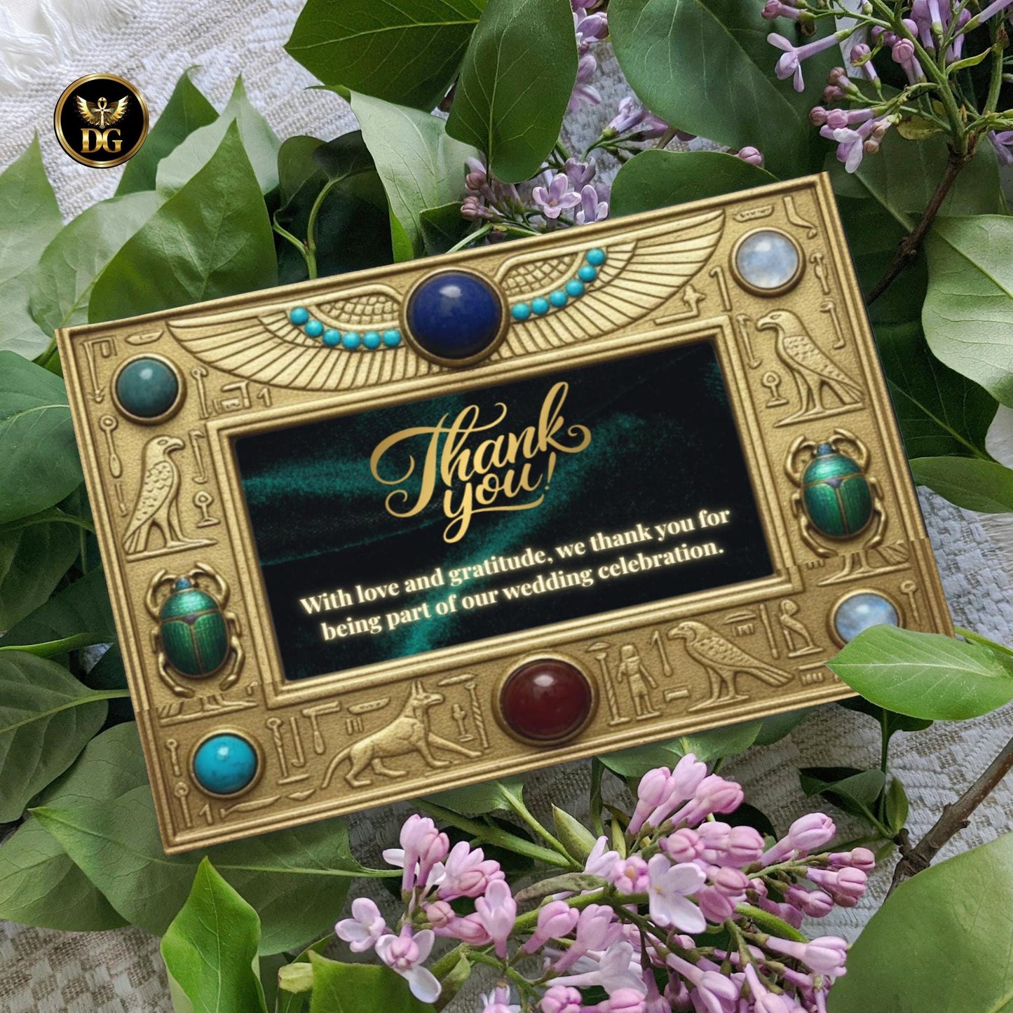 Emerald Egyptian Velvet Invitation Suite – Vintage Pharaonic Frame & Jewel-Adorned Royal Wedding Template