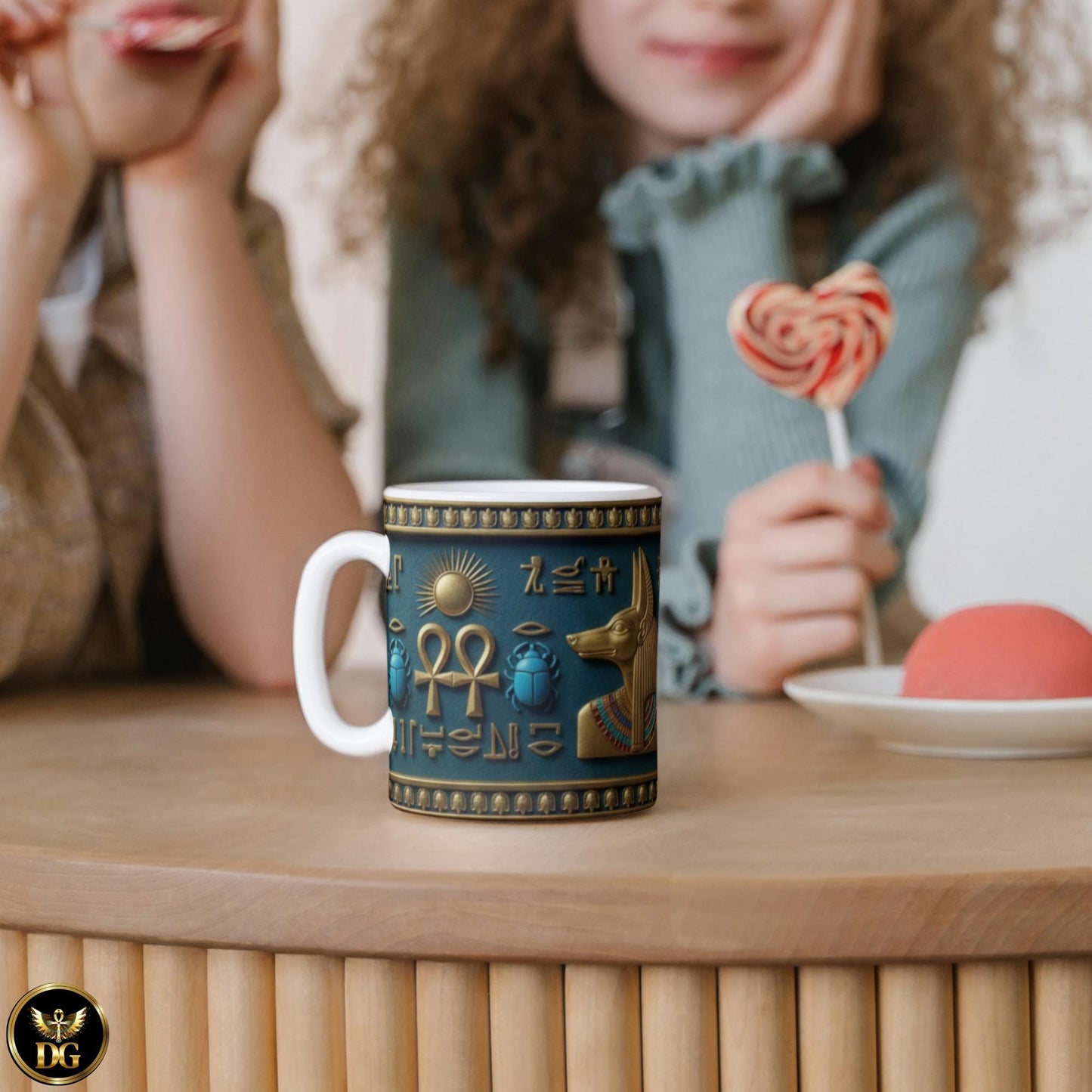 Egyptian Hieroglyphs Ankh Eye Mug | Ancient Egypt Scarab Symbols