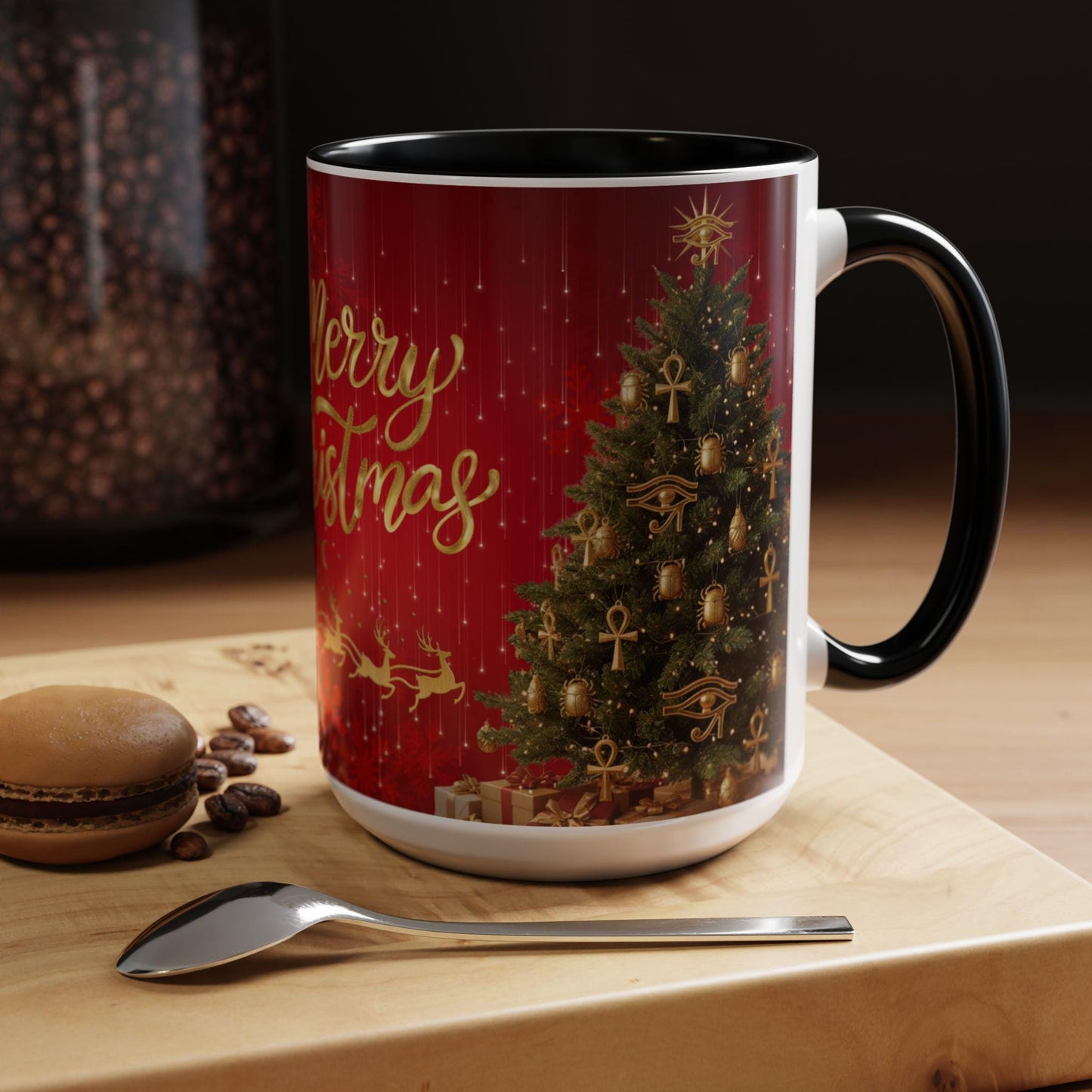 Egyptian Pharaoh Christmas Mug Unique Egyptian Christmas Coffee Cup Merry Christmas GiftMerry Christmas Tree Mug Accent Coffee Mug (11/15oz)