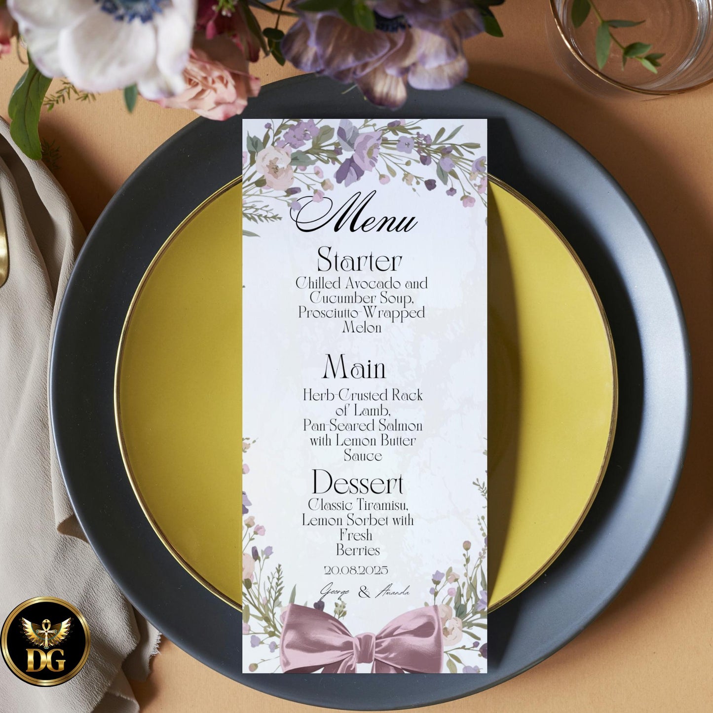 Lavender & Rose Wreath Wedding Invitation Suite | Editable Canva Botanical Invitation | Romantic Purple Floral Wedding Set