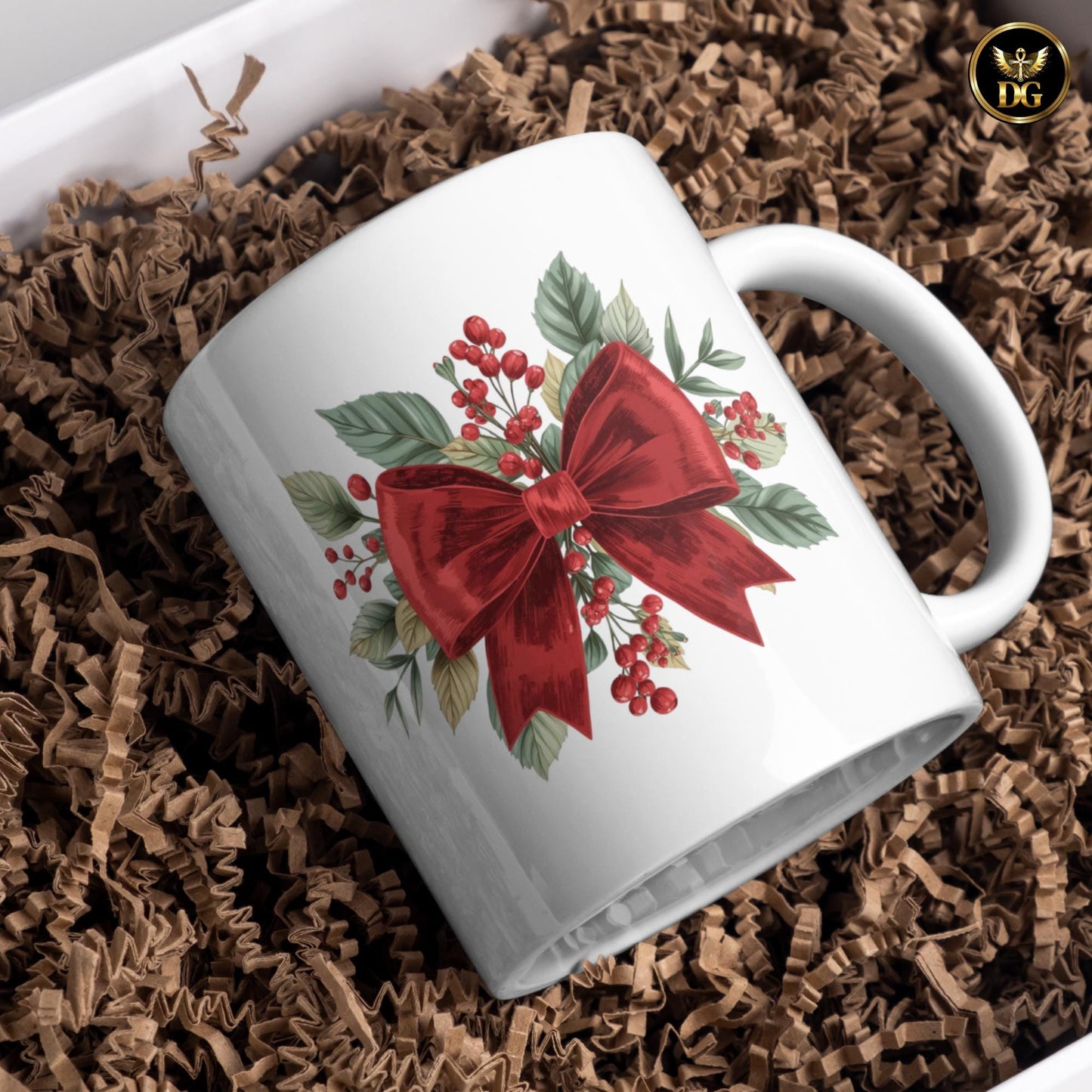 Editable Merry & Bright Christmas Bow Template • Add Any Name • Canva Link • Coquette Red Ribbon Mug  Shirt Design