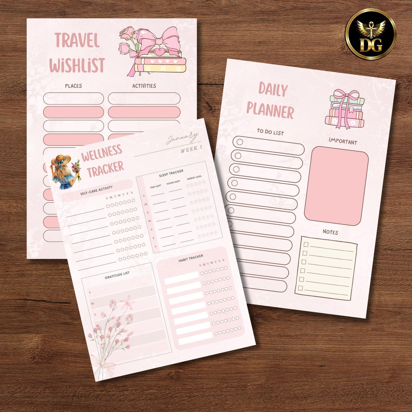 Undated Digital Planner | Minimal Lifestyle Planner | 30 Pages Printable Planner | Canva Editable PDF | Daily Weekly Monthly Planner