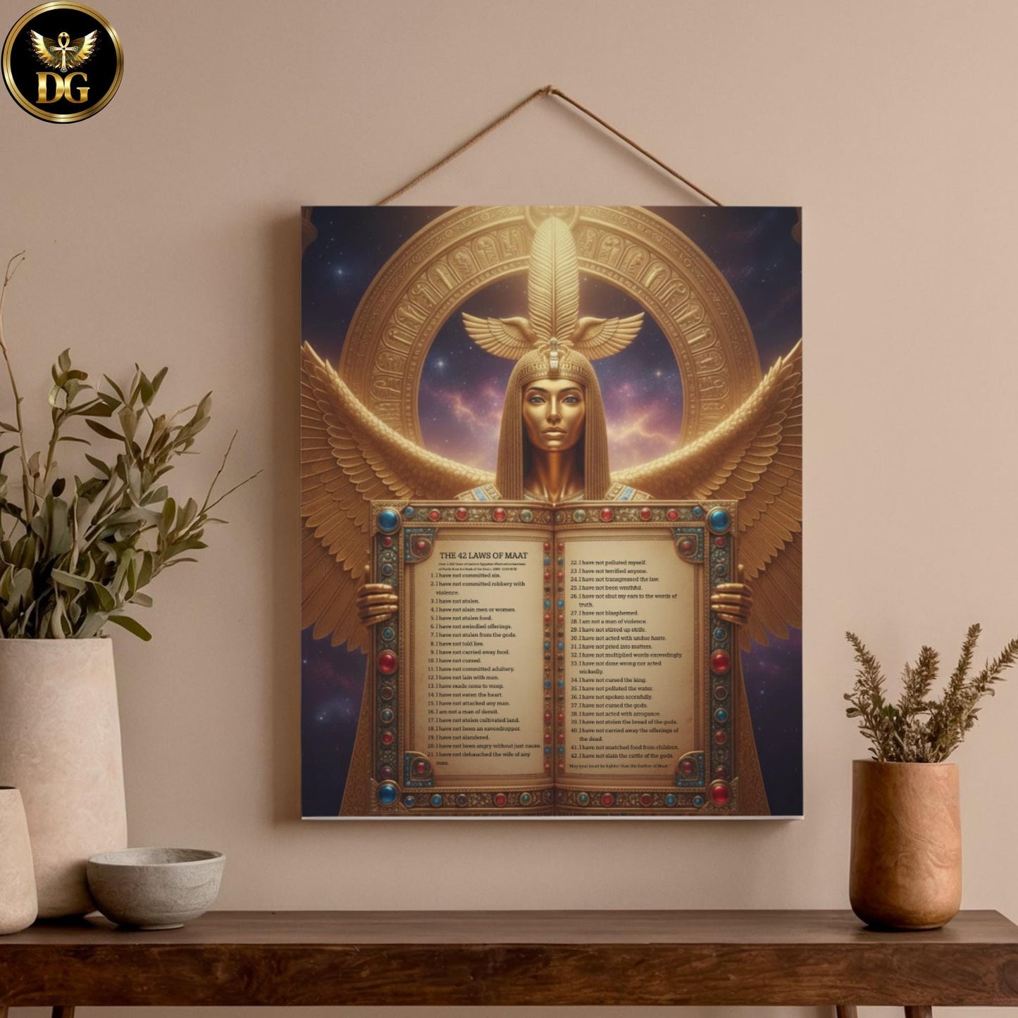 Christmas Gift – Goddess Ma’at 42 Laws Wall Art – 5 Sizes