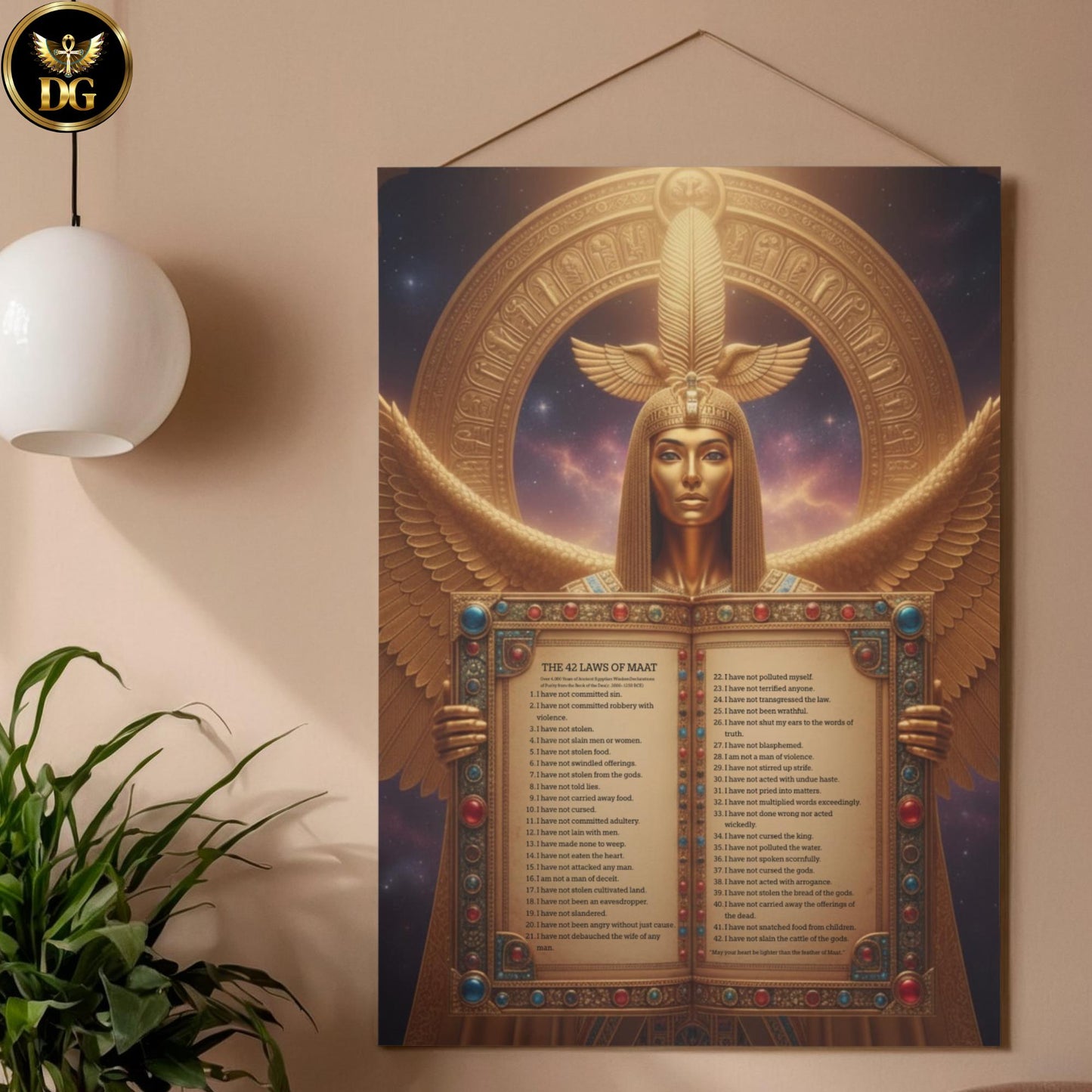Christmas Gift – Goddess Ma’at 42 Laws Wall Art – 5 Sizes