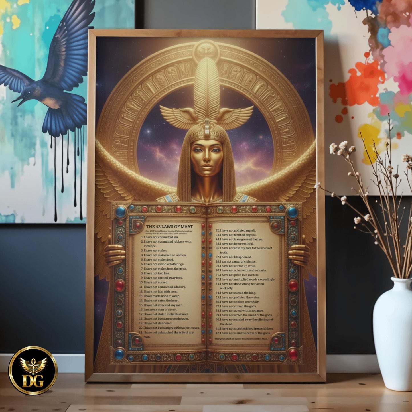 Christmas Gift – Goddess Ma’at 42 Laws Wall Art – 5 Sizes