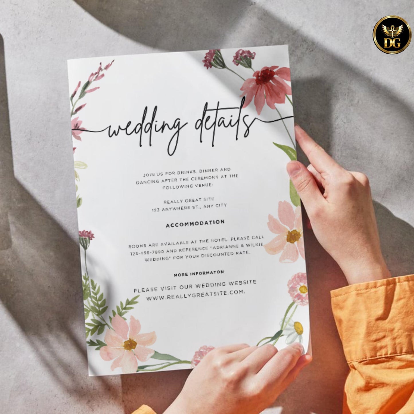 Wildflower Wedding Invitation Suite Editable Canva White Floral Wreath