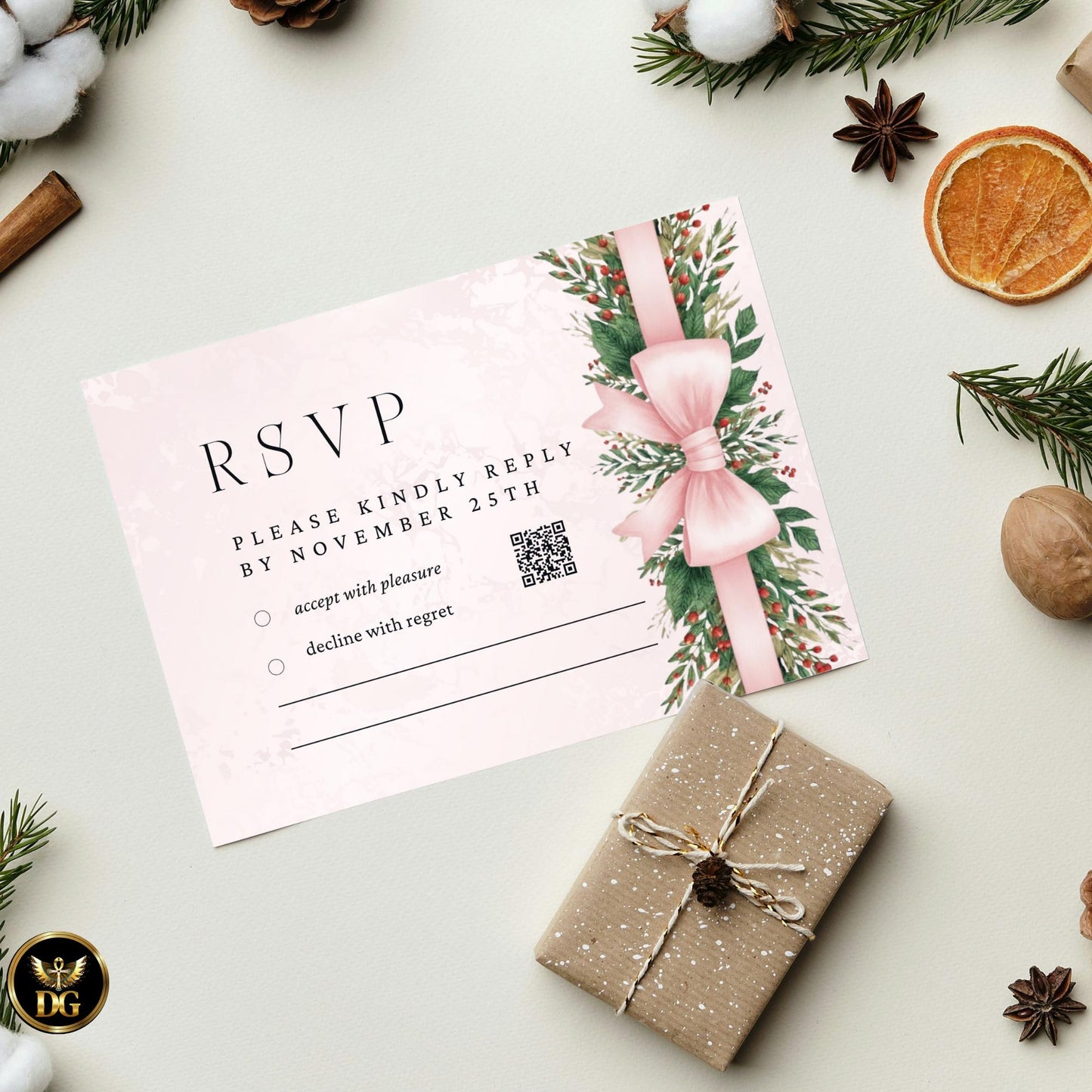 Elegant New Year Party Invitation Set | Pink Gold Canva Templates | Editable NYE Invite Bundle | Printable Holiday Cards