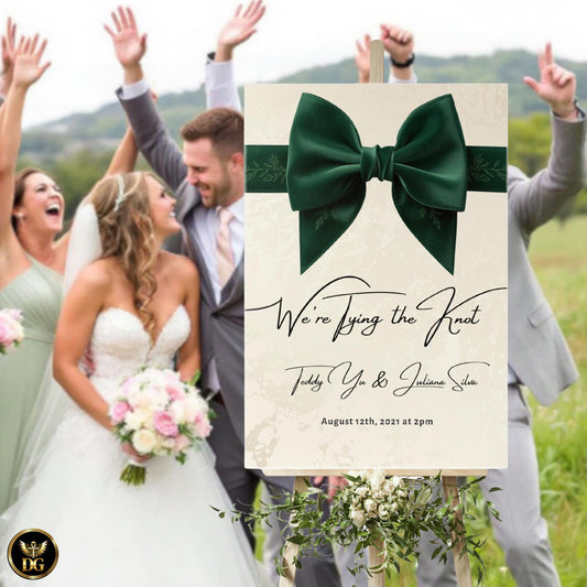 Emerald Green Velvet Welcome Sign | Printable Luxury Wedding Sign | Tying the Knot Theme | Instant Download Canva Editable