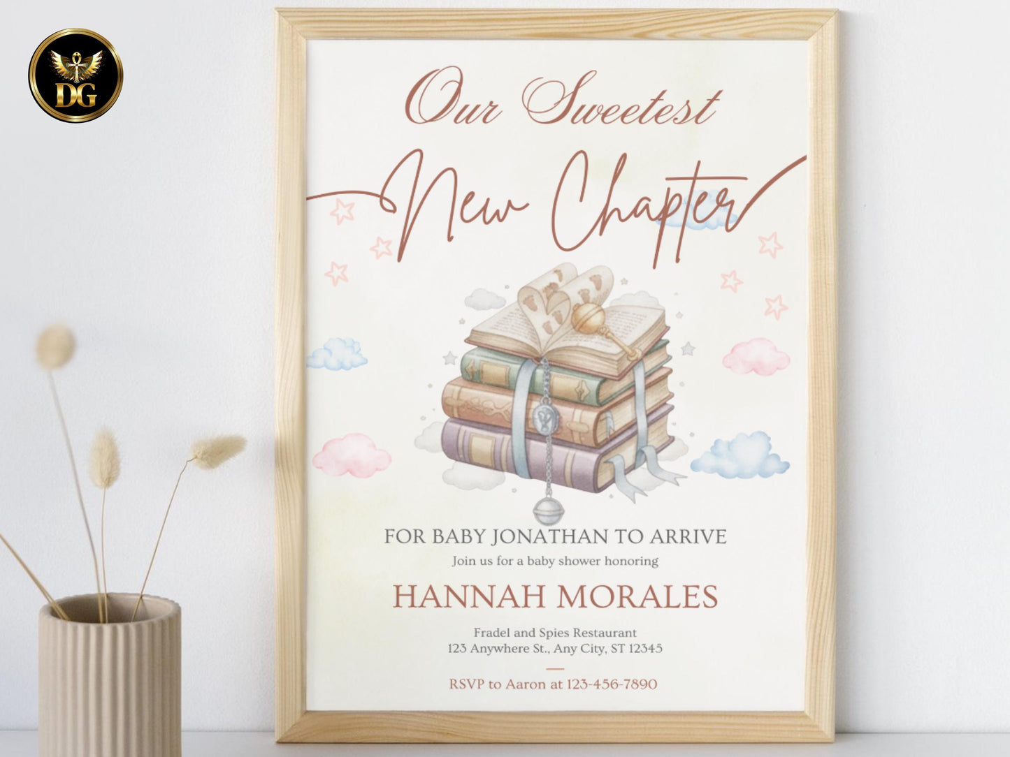 Our Sweetest New Chapter Baby Shower Invitation, Storybook Gender Neutral Shower, Printable & Digital Set